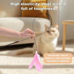 verpakking met 2 hengels voor katten met zuignappen, 4 veren en klokken, natuurlijk interactief speelgoed voor katten, hengels voor beweegbare en speelende kittens — thumbnail 4