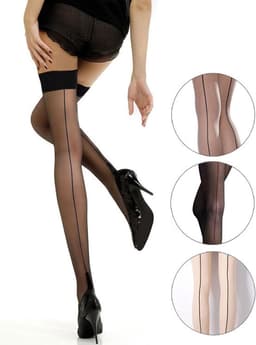 Verleidelijke Hold Ups Kousen met Achternaad en Slippende Silicone, 2 Paar Zwart en Rood, Non-Slip Overknee Kousen voor Dames, Sexy Lingerie en Comfortabele Pasvorm — thumbnail 2