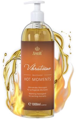 Vibratissimo 'Hot Moments': verwarmende, verzachtende massageolie, liefdesolie, erotische liefdesolie, 1000 ml — thumbnail 1