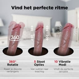 Rosebay XL Vibrerende Dildo met Afstandsbediening 26 cm - Stotende Dildo - Dildo met Zuignap - Dildo Vibrator voor Vrouwen - Verwarmd - Sex Toys voor Mannen - Wit — thumbnail 4