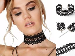 Choker - Zwart - Kant / Lace - Collier - Ketting - 40 cm - one size fits most - verstelbaar - fashionable - sexy - musthave — thumbnail 6