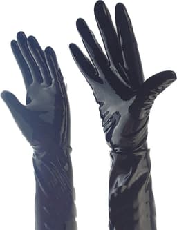 BamBella® - 100% LATEX Handschoenen Lang BDSM SM sexy glans handschoen Zwart — thumbnail 2