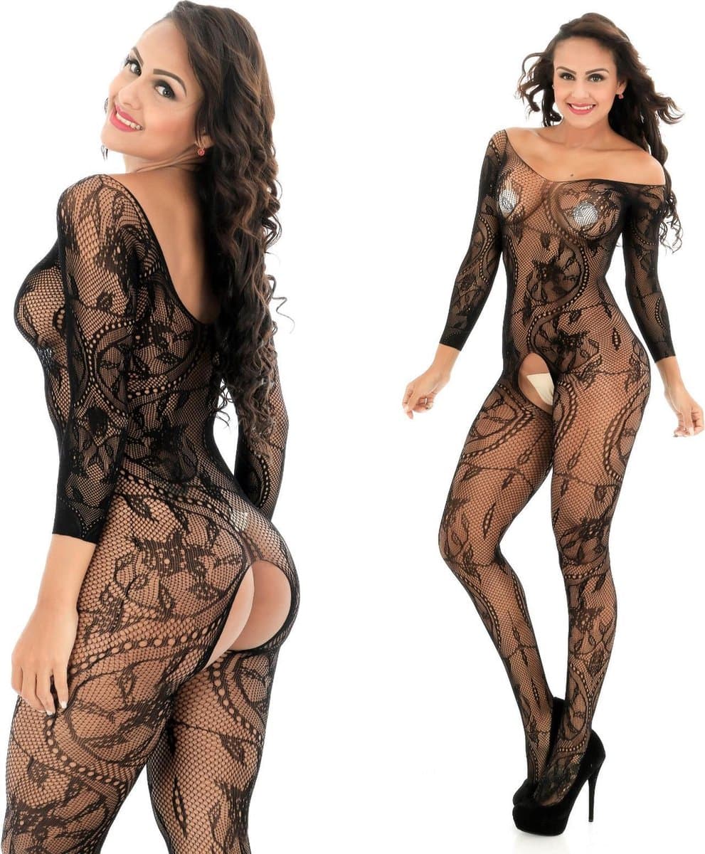 Sexy open Bodystocking, Erotische Body Panty, Sexy Catsuit met Open Kruisje.Ook voor  Cadeau. — afbeelding 1