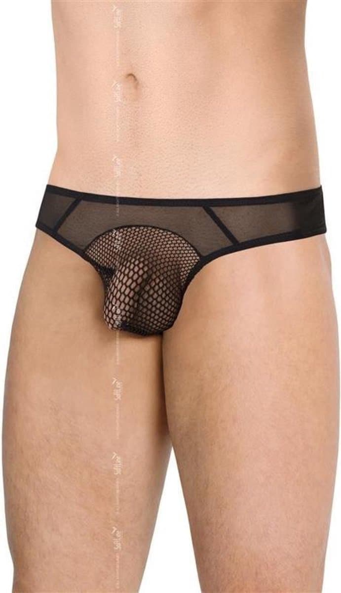 Sexy doorzichtige herenslip met visnet zwart M/L — afbeelding 1