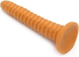 Gold Play - Soft Liquid Siliconen Anaal Dildo Ribbed - Goud M — thumbnail 5