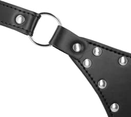 PU Leather Chastity Thong with Chain Detail - Black — thumbnail 10