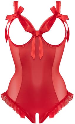 Wetlook Body met open kruis/cups Mistique-rood — thumbnail 7