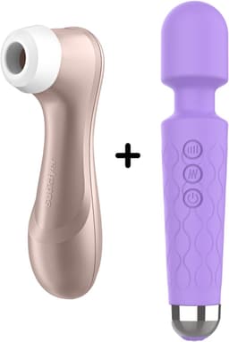Satisfyer Pro 2 + Ivy Lux Wand Massager – Luchtdruk Vibrator & Clitoris Stimulator – 2-in-1 Seksspeeltjes Set voor Vrouwen – Waterdicht & Fluisterstil — thumbnail 1
