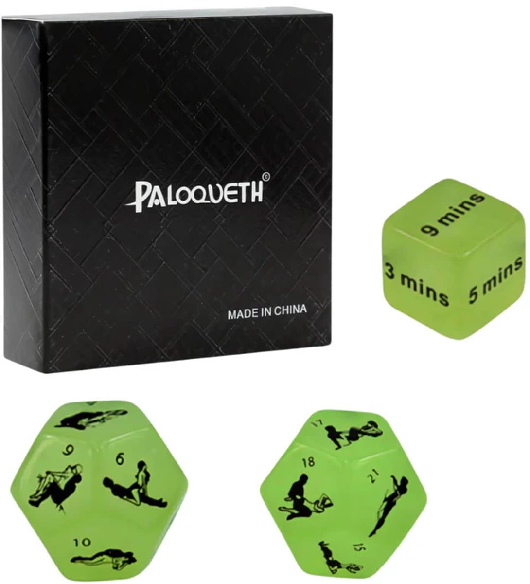 Paloqueth® Erotische Dobbelstenen Set - Glow in the dark - erotiek - Seks spel voor Koppels - Verschillende Standjes - Erotische Dobbelstenen - Seks Dobbelstenen - Erotisch Spel - Sex Dice - Bachelor gift - Vrijgezellenfeest - Erotische spelletjes — afbeelding 1