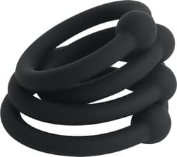 Banoch | Eikelring Set van Zwart Siliconen | Ø 25/28/30/32 mm | Set van 4 Cockringen | Flexibel & Comfortabel | penisring — thumbnail 6