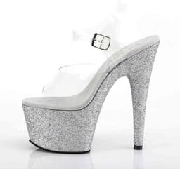 Pleaser - ADORE-708HMG Sandaal met enkelband, Paaldans schoenen - Paaldans schoenen - 42 Shoes - Zilverkleurig/Transparant — thumbnail 3