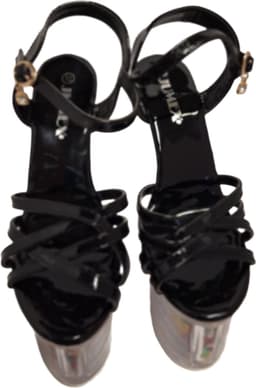 JUMEX-EROTIC PUMP-GLAZEN PLATEU-015CM HEEL-BLACK/FLOWER-38 — thumbnail 1