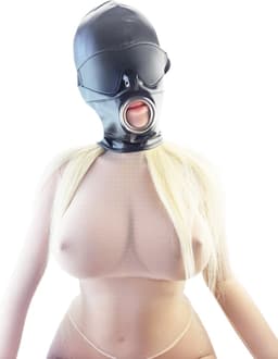 BNDGx® - BDSM Gag penis seks Masker - Nep leer stof - Vetersluiting Zwart bondage — thumbnail 4