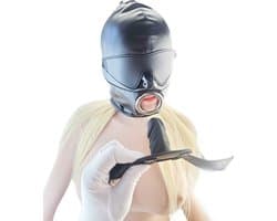 BNDGx® - BDSM Gag penis seks Masker - Nep leer stof - Vetersluiting Zwart bondage