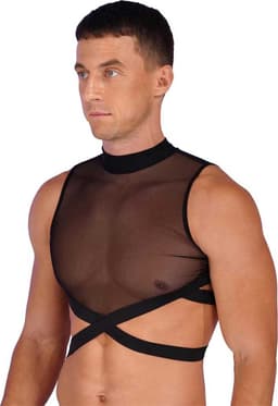 Erotisch Heren tank top - Transparant - Taille banden - Porno kleding - BDSM - Ritssluiting achterzijde — thumbnail 2