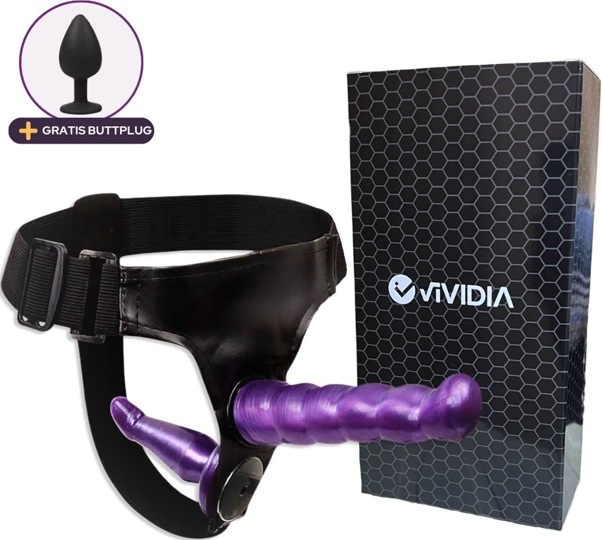 VIVIDIA Strapon Voorbinddildo - Pegging Harnas - Strap On Voor Mannen & Vrouwen - Met Extra Buttplug — afbeelding 1