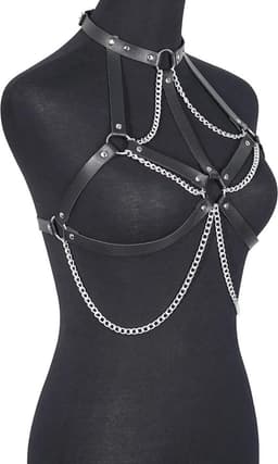 WiseGoods Premium Sexy Body Chain - SM Sex Accessoires - Sex Toys - Lingerie - Erotisch - Erotiek Riemen - Cadeau - Zwart / Zilver — thumbnail 4