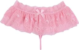 Erotische vrouwen slip voor heren - Roze string - Rokje — thumbnail 3