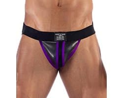 Mister b neoprene jockstrap black purple xl