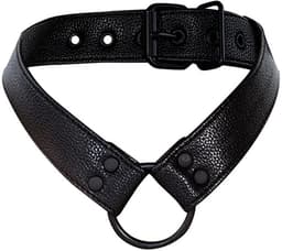 Cut4Men - Wetlook Collar met strap en Cockring - Zwart — thumbnail 2