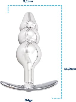 Cupitoys® Metalen buttplug - Zilver - Diamant lichtblauw - Anker - Puntig beads - Sex toys voor vrouwen - Sex toys voor mannen - Buttplugs — thumbnail 2