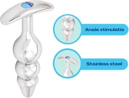 Cupitoys® Metalen buttplug - Zilver - Diamant lichtblauw - Anker - Puntig beads - Sex toys voor vrouwen - Sex toys voor mannen - Buttplugs — thumbnail 3