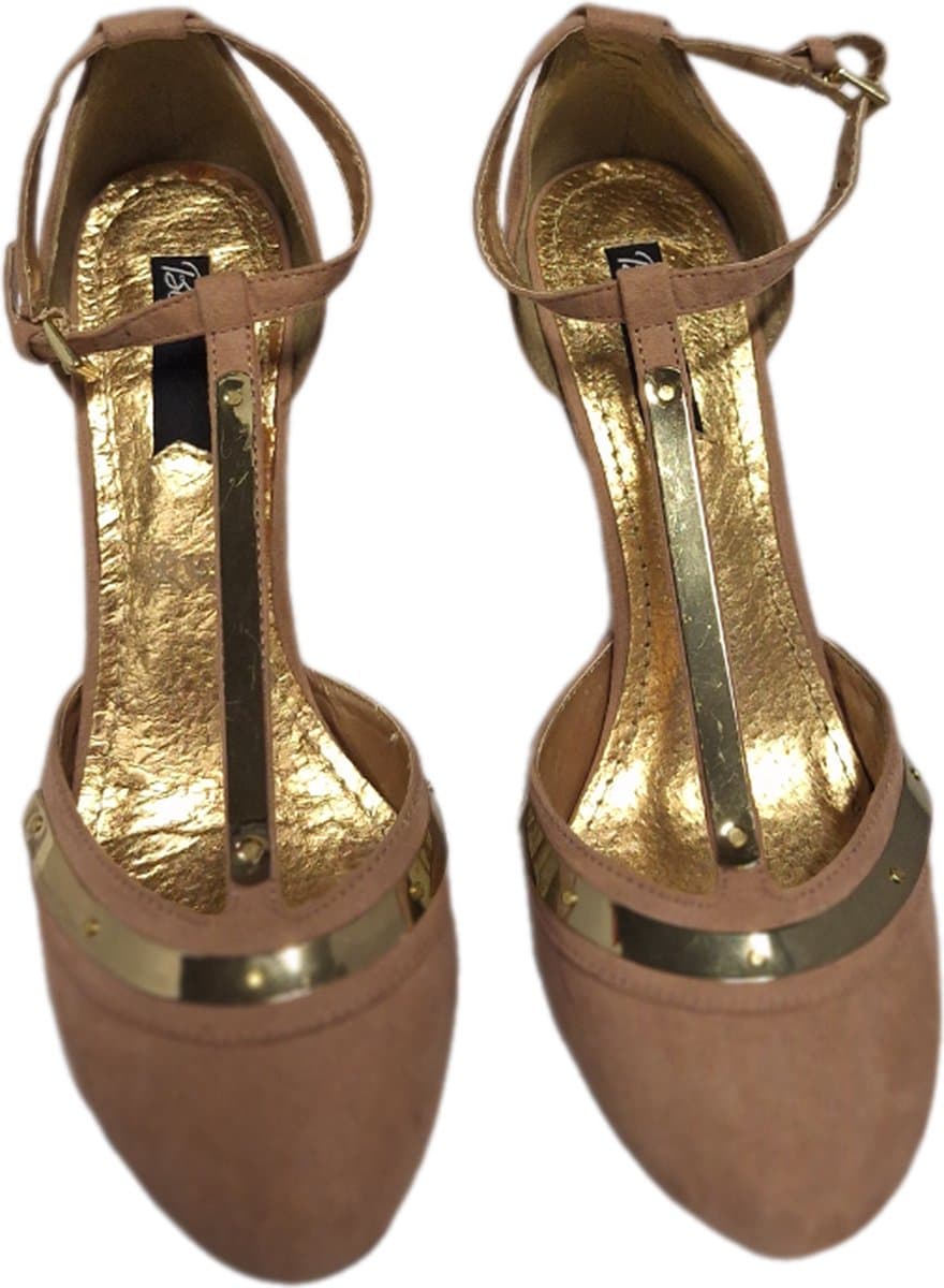 BLINK-PUMP-FAKE SUEDE-NUDE GOLDDETAILS HAK 8CM-SIZE 39 — afbeelding 1