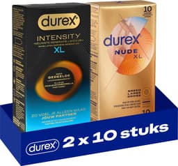 Durex - 20 stuks Condooms - Intensity XL Nieuwste generatie ultradun, gedeelde lichaamswarmte 10st - Nude Huid op Huid gevoel XL 10st - Voordeelverpakking — thumbnail 1