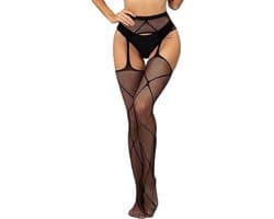Erotische Erotische Panty Met Open Heupen I Jarretel I Lingerie II Sexy Erotisch Ondergoed I Open kruis I One Size I Zwart