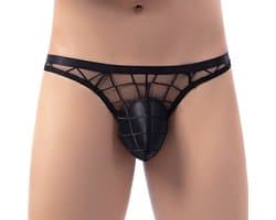 Sexy herenstring van transparant mesh – Transparent men’s thong – String heren met pouch – Erotisch ondergoed voor mannen – Zwarte G-string slip – Mannenlingerie clubwear – Maat M/L