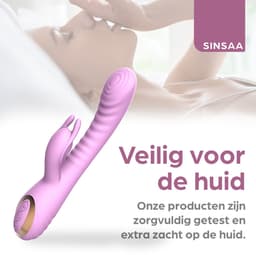 Sinsaa Rabbit Vibrator voor Vrouwen - Tarzan Vibrator met 10 Vibratiesnelheden - G-Spot & Clitoris Stimulator - 5 Klopsnelheden - Dildo - Vibrators - Seksspeeltjes voor Koppels - Sex Toys voor Vrouwen - Inclusief glijmiddel — thumbnail 8