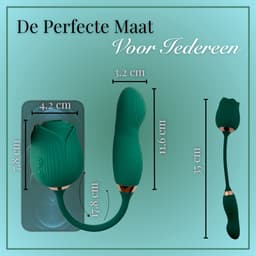 SlipperyHeights® Twila - 2 in 1 Luchtdruk Stotende Roos Vibrator - Clitoris Satisfy en G-Spot Stimulatie - Intense 20 Standen - Siliconen Sex Toy voor Vrouwen - Dildo - Groen — thumbnail 3