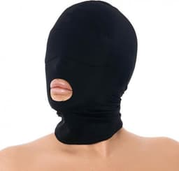 Rimba Bondage Play - Hood - Hoofdmasker Uit Elastische Stof Met Open Mond - Zwart — thumbnail 1