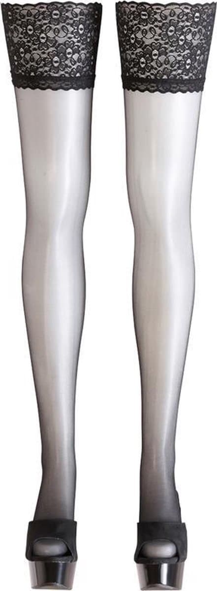 Cottelli Collection – Zelf Dragende Kousen met Kanten Rand voor Sexy Look – Maat XS – Zwart — afbeelding 1
