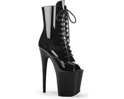 Pleaser - FLAMINGO-1021 Plateau Laarzen, Paaldans schoenen - Paaldans schoenen - 38 Shoes - Zwart