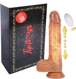 TipsToys® Stotende Dildo met Zuignap - 4-in 1 Realistische Vibrator met Balzak - Levensechte Warmte, Rotatie & Thrusting - 3.9⌀ cm Prostaat en G Spot Stimulator - Seksspeeltjes Mannen, Vrouwen & Beginners - Anaal Sex Toys — thumbnail 1