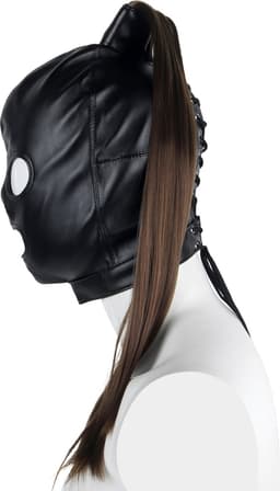 Banoch | Masker Pony Tail staart | zwart imitatie leer | Bondage play — thumbnail 13