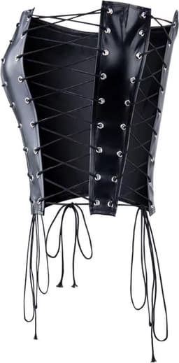 Sexy Corset Top met Vetersluiting - Lingerie - Faux Leder - Dames - Zwart — thumbnail 4