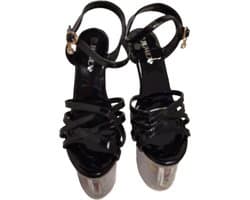 JUMEX -EROTIC PUMP-GLAZEN PLATEU-015CM HEEL-BLACK/FLOWER-39