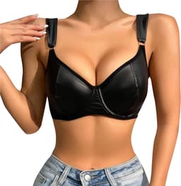 Wetlook Push-up BH – Sexy Lingerie voor Vrouwen – Verstelbare Bandjes – Glanzend Kunstleer — thumbnail 1