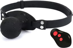E-stim vibrerende mond gag - Elektrische schokjes - Remote control - Siliconen gag bal - Verstelbaar — thumbnail 1