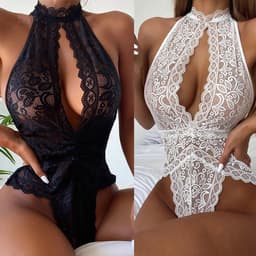 Teddy-Kant-Wit-Dames-Opwindend-Vrouwen-Sexy-Halter-Doorschijnend-Goedkoop-Lingerie — thumbnail 2