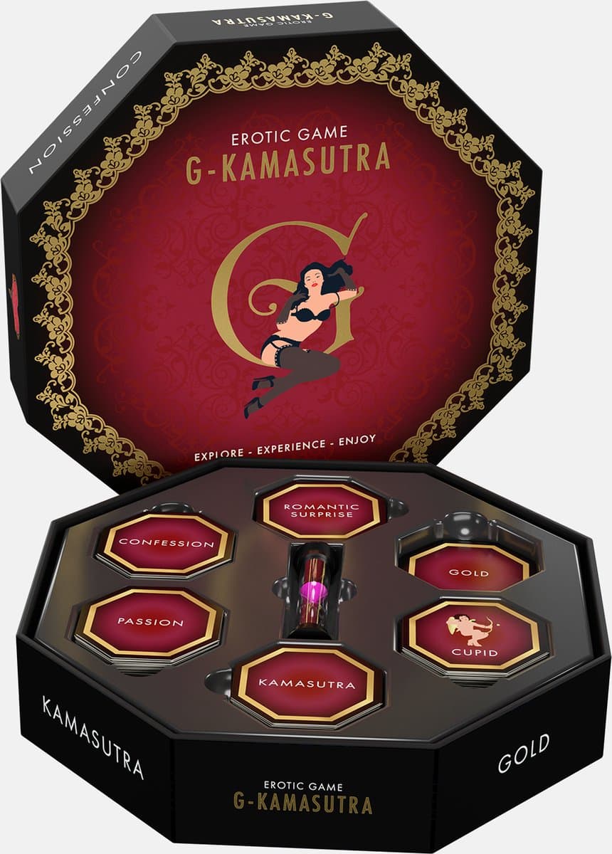 G Kamasutra spel - erotisch spel voor koppels - truth or dare - erotiek -spelletjes voor volwassenen - binddoek en zandloper inbegrepen — afbeelding 1