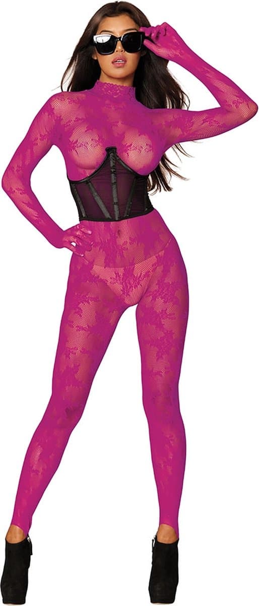 Bodystocking met Vingerhandschoenen Diamant - Plus Size - Azalea — afbeelding 1
