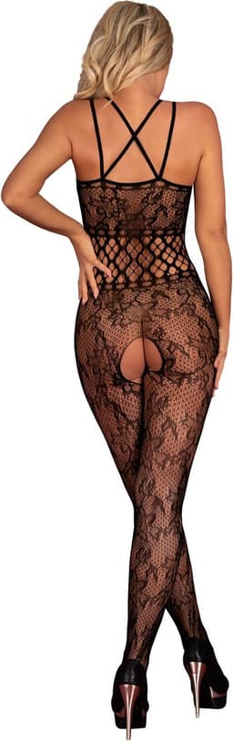 Livco Corsetti - Erotische Bodystocking / Catsuit met Open Kruis - Sexy Lingerie - Erotische Lingerie - Maat S t/m L - Junonna — thumbnail 2