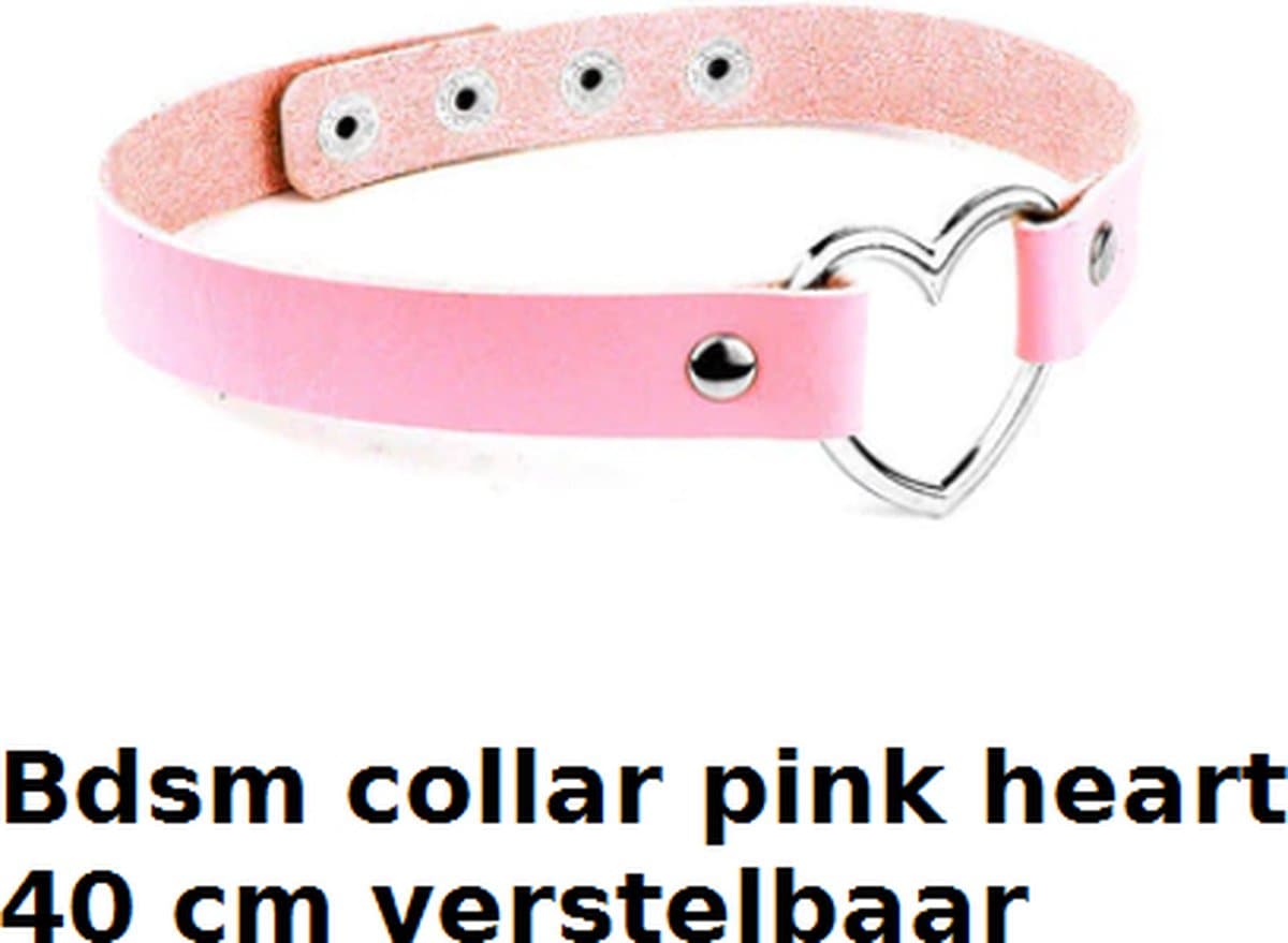 Collar pink heart - halsband roze - 40 cm verstelbaar - tijdelijk met metalen ster op halsband — afbeelding 1