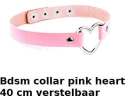 Collar pink heart - halsband roze - 40 cm verstelbaar - tijdelijk met metalen ster op halsband