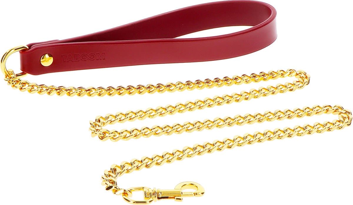 Bondage Ketting voor Halsband - Chain Leash for BDSM - SM Ketting - Gemaakt van PU-Leer en Nikkelvrij Metaal - Rood - Luxe Bondage Lijn — afbeelding 1