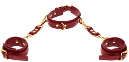 Luxe Bondage Set met halsband en handboeien - BDSM Collar and Wrist Cuffs - Gemaakt van PU-leer en Nikkelvrij metaal - Bondage en SM speeltje - Seksspeeltje - Sex Toy voor hem en haar — thumbnail 5