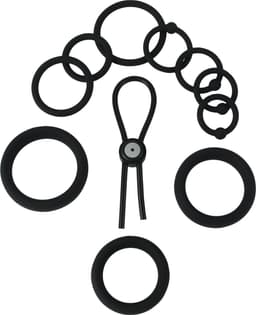 Banoch | Cockring set 11 delig | zwart siliconen en verstelbaar | diameter Ø 25/28/30/32/40/45/50 mm — thumbnail 9